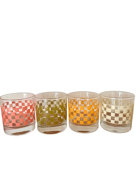 Checkered Rocks Glass Set (4)